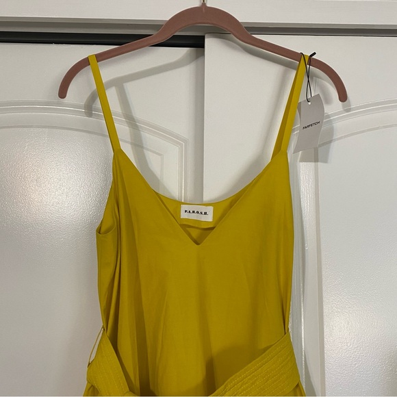 New P.A.R.O.S.H. XS Yellow Maxi Dress With Pockets - Picture 3 of 13